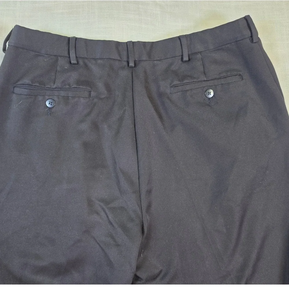 Savane Comfort Plus Mens Black Pleated Cuffed Dress Pants 34W x 34L F58994